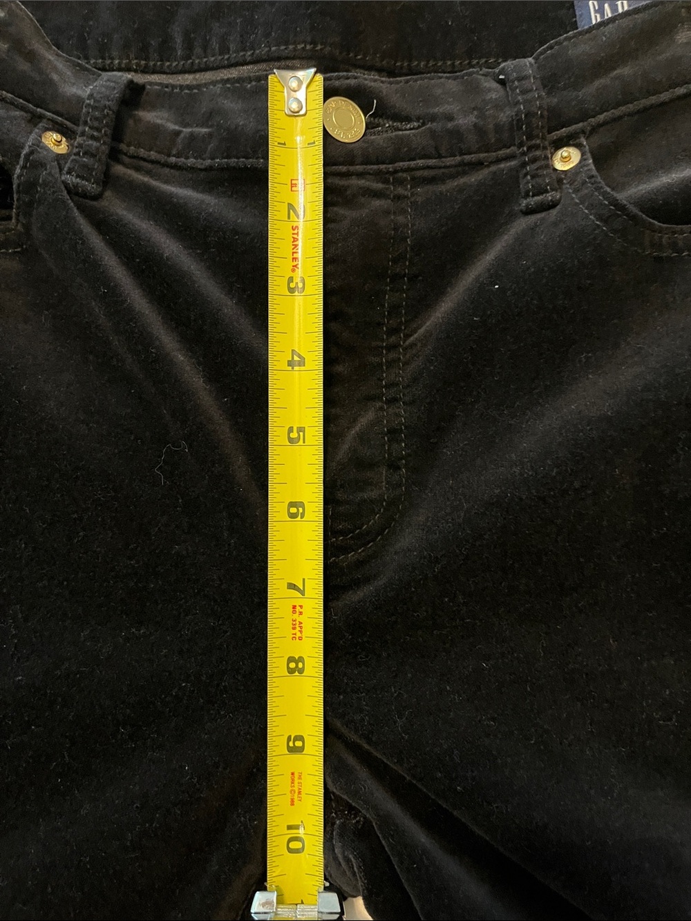 GAP black velvet 5 pocket baby boot jeans/pants size 8 short - Picture 6 of 8